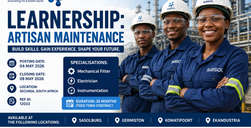 Learnership: Artisan Maintenance at Sasol (2026 Intake)