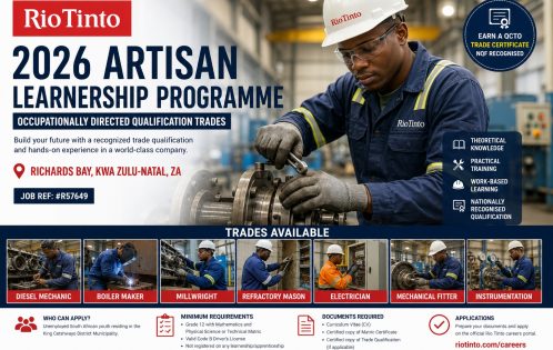 2026 Artisan Learnership Programme Rio Tinto - How to Apply