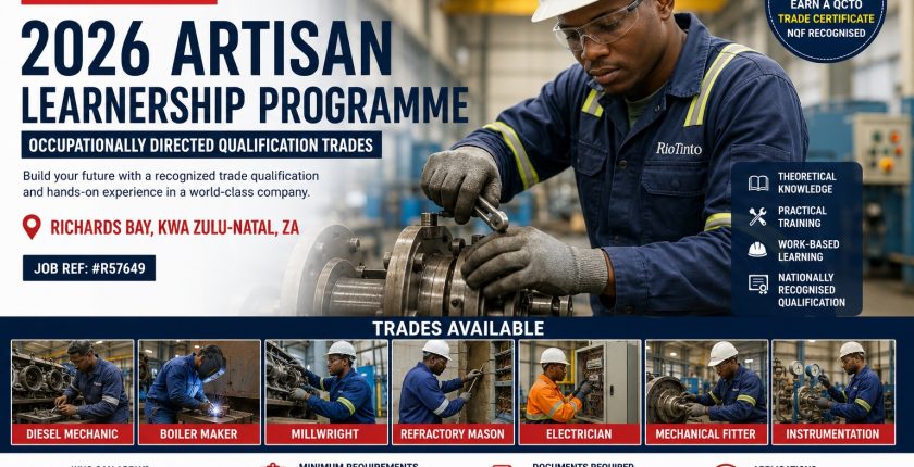 2026 Artisan Learnership Programme Rio Tinto - How to Apply